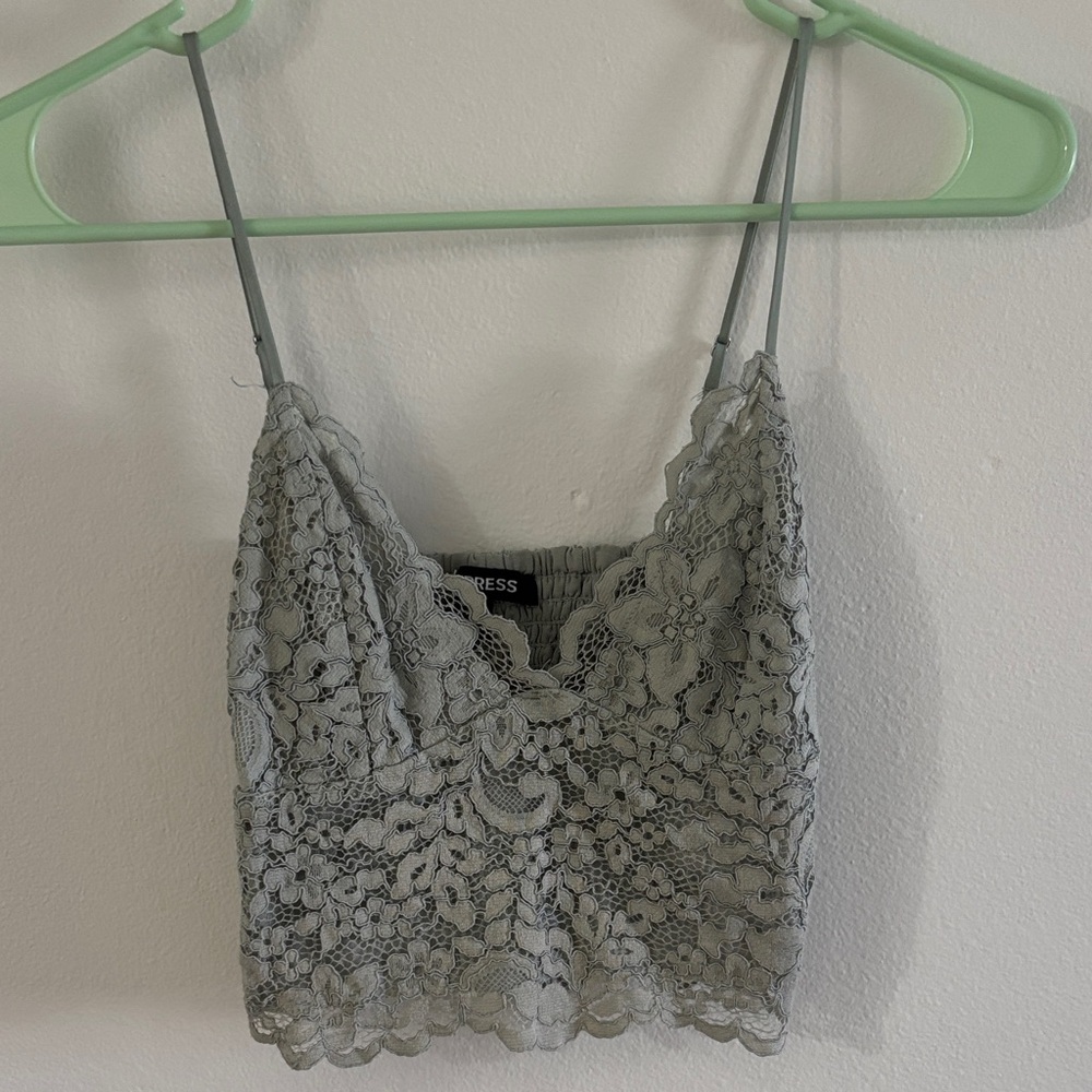 Express Silver Lace Camisole Top